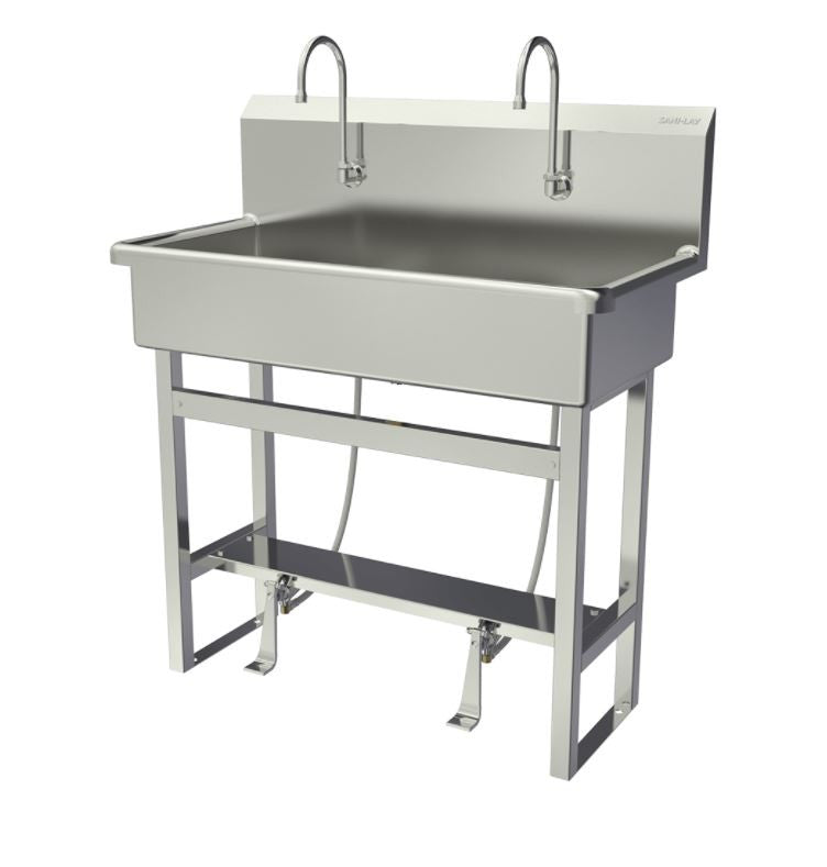 Stainless Steel Two-Person Floor Mount Wash Station